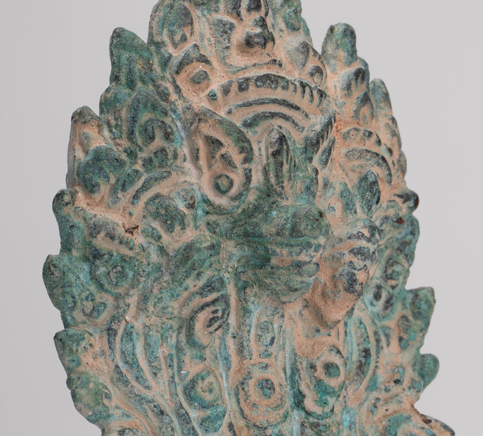 Naga Statue - Antique Khmer Style Bronze Protective Naga, Snake or Serpent Statue - 15.5cm/6"