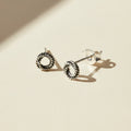 Twisted rope knot loop stud earrings, open braid metal hoops with butterfly backs