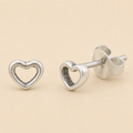 Silver-tone open heart stud earrings with push-back posts