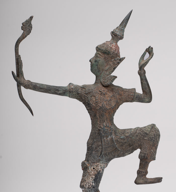 Rama Statue - Antique Thai Style Bronze Thai Rama - Avatar of Vishnu - 27cm/11"