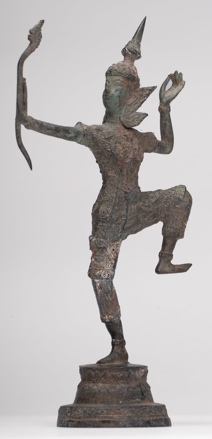 Rama Statue - Antique Thai Style Bronze Thai Rama - Avatar of Vishnu - 27cm/11"