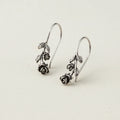 Silver-tone rose drop earrings with dangling rose and leaf charms