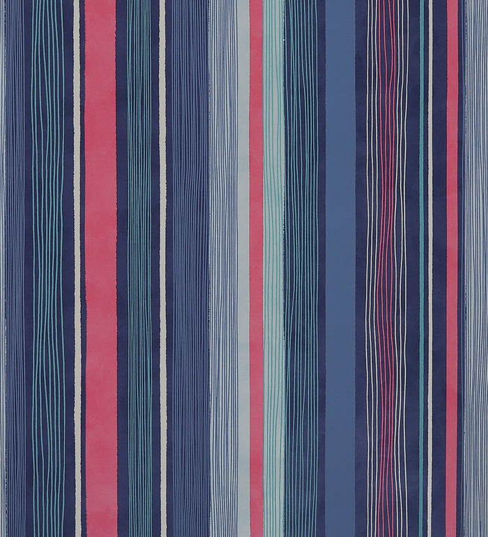 Raval Blue, Pink & White Striped Design Wallpaper 341512