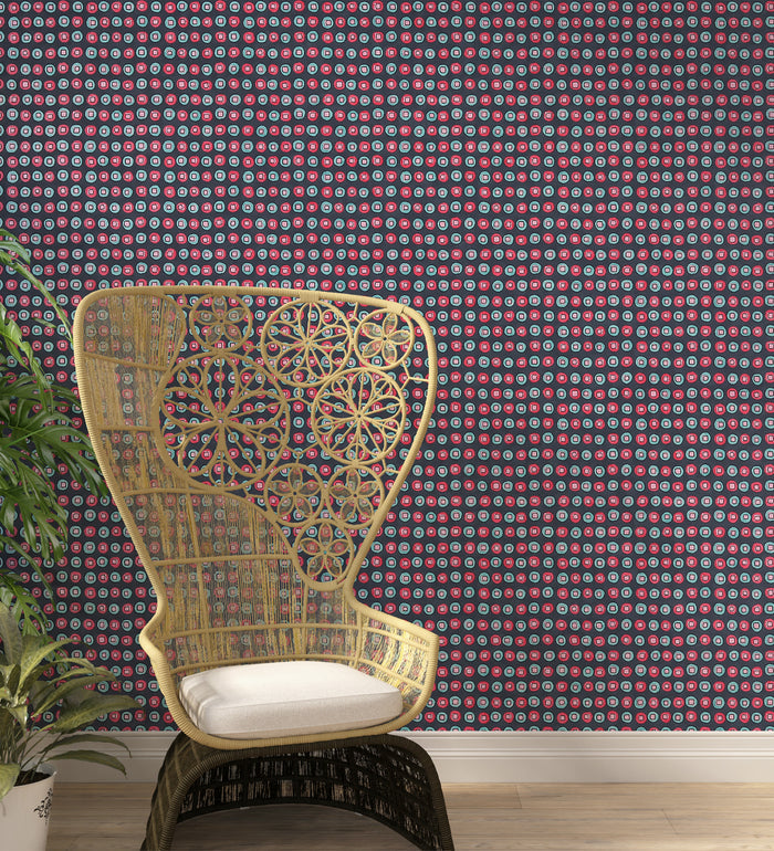 Raval Cherry Red Classic Dotted Circle Design Wallpaper 341540