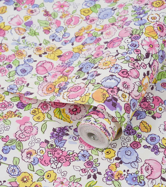 Raval Cherry Red, Yellow & Violet Floral Design Wallpaper 341531