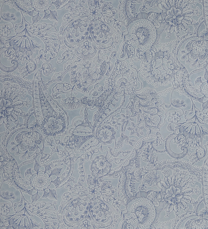 Raval Faded Blue Sketched  Floral Design Wallpaper 341525