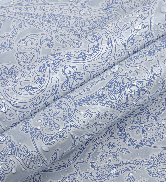 Raval Faded Blue Sketched  Floral Design Wallpaper 341525