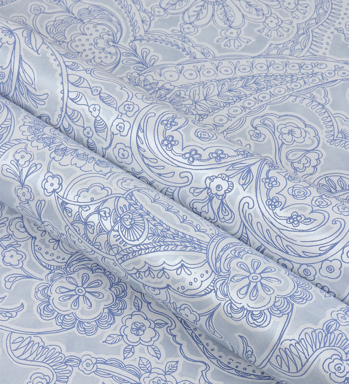 Raval Faded Blue Sketched  Floral Design Wallpaper 341525