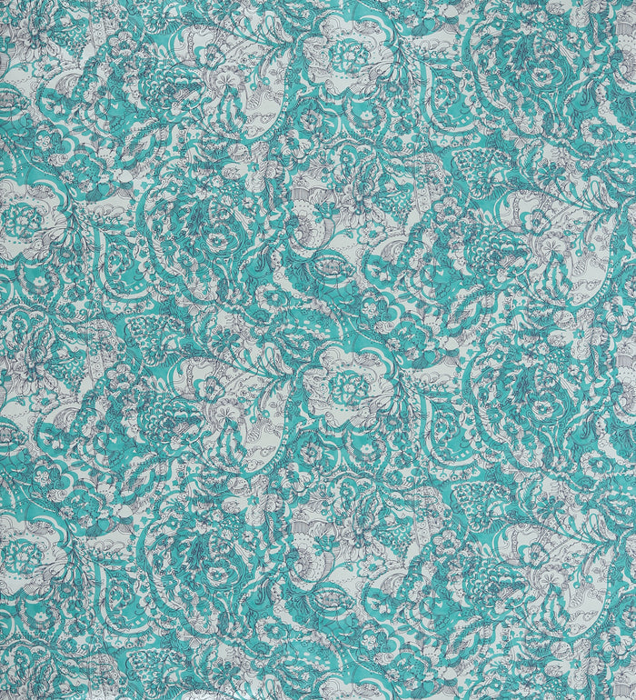 Raval Greenish Blue Floral Design Wallpaper 341520