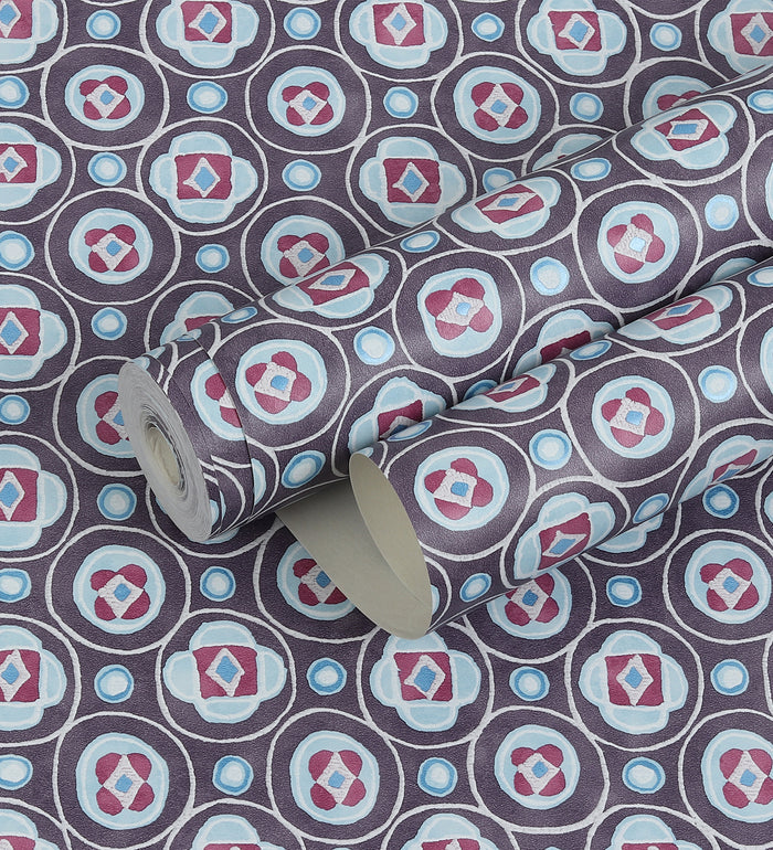 Raval Light Brown & White Classic Dotted Circle Design Wallpaper 341553