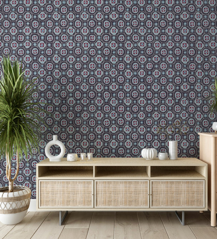 Raval Light Brown & White Classic Dotted Circle Design Wallpaper 341553