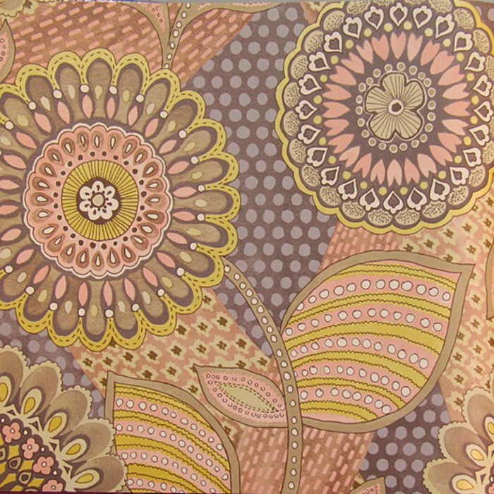 Raval Orange Light Brown Floral  Motif Design Wallpaper 341509