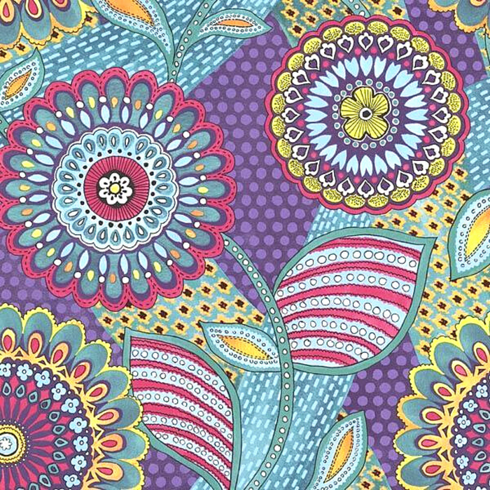 Raval Purple,Blue & Green Floral Motif Design Wallpaper 341505