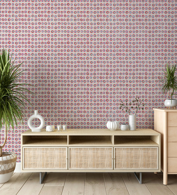 Raval Red & Pink Classic Dotted Circle Design Wallpaper 341542