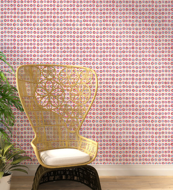 Raval Red & Pink Classic Dotted Circle Design Wallpaper 341542