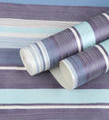 Raval White, Sky Blue & Brown Striped Design Wallpaper 341513