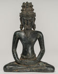 Rishi Statue - Antique Khmer Style Seated Bronze Rishi or Wise Man - 17cm/7"