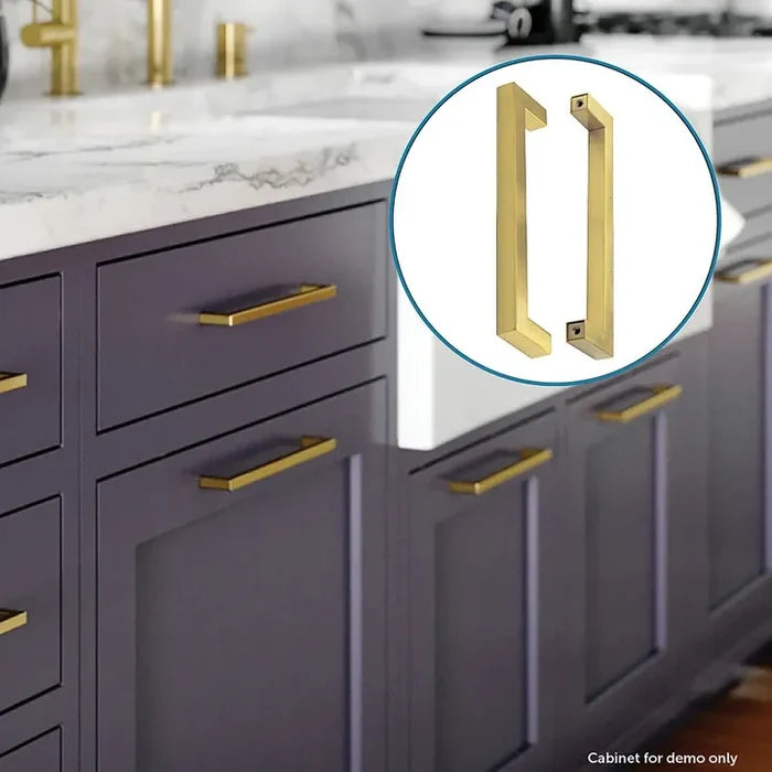 Satin Brass Squared Cupboard Handles