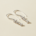 Silver script dangle earrings with hoop hooks and love charm