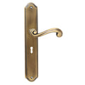 Scroll handle on plate antique brass key hole