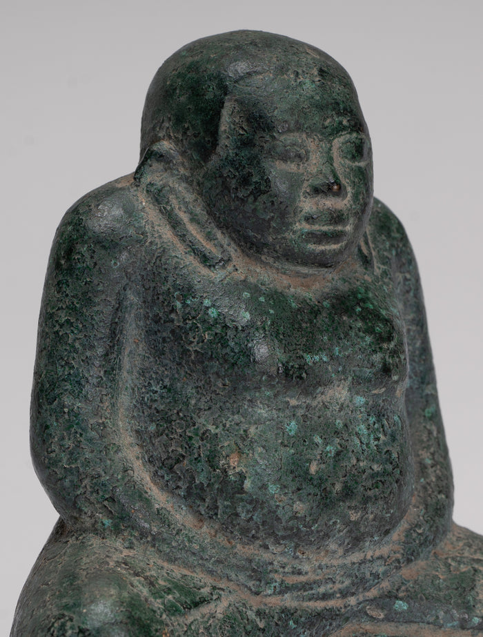 Seated Monk Statue - Antique Thai Style Bronze Phra Sangkachai Monk Statue - 11cm/4"