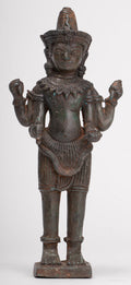 Shiva Statue - Antique Thai Style Bronze Standing Lopburi Shiva Statue - 23cm/9"