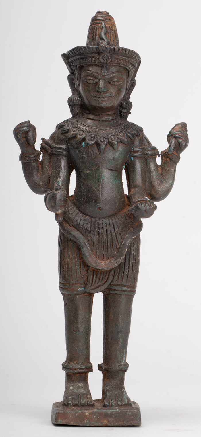 Shiva Statue - Antique Thai Style Bronze Standing Lopburi Shiva Statue - 23cm/9"