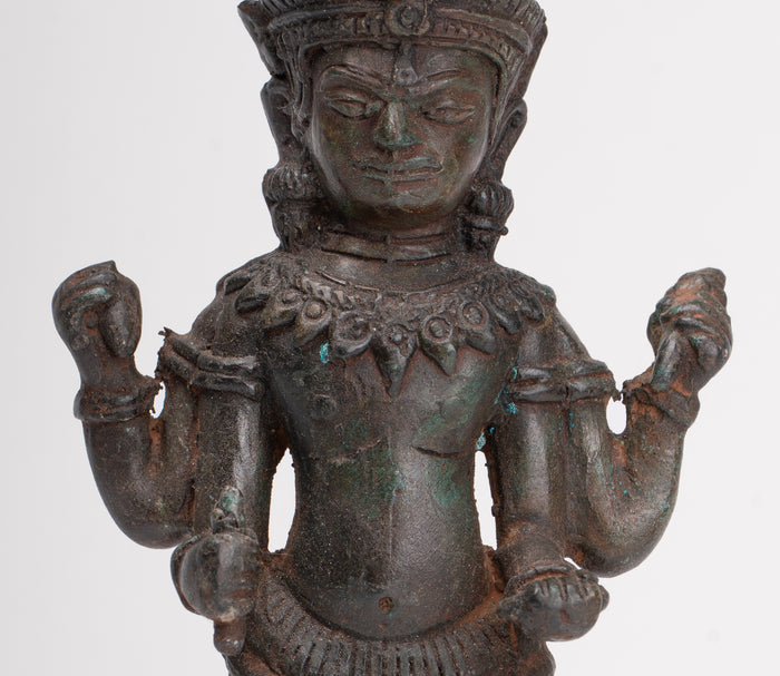Shiva Statue - Antique Thai Style Bronze Standing Lopburi Shiva Statue - 23cm/9"