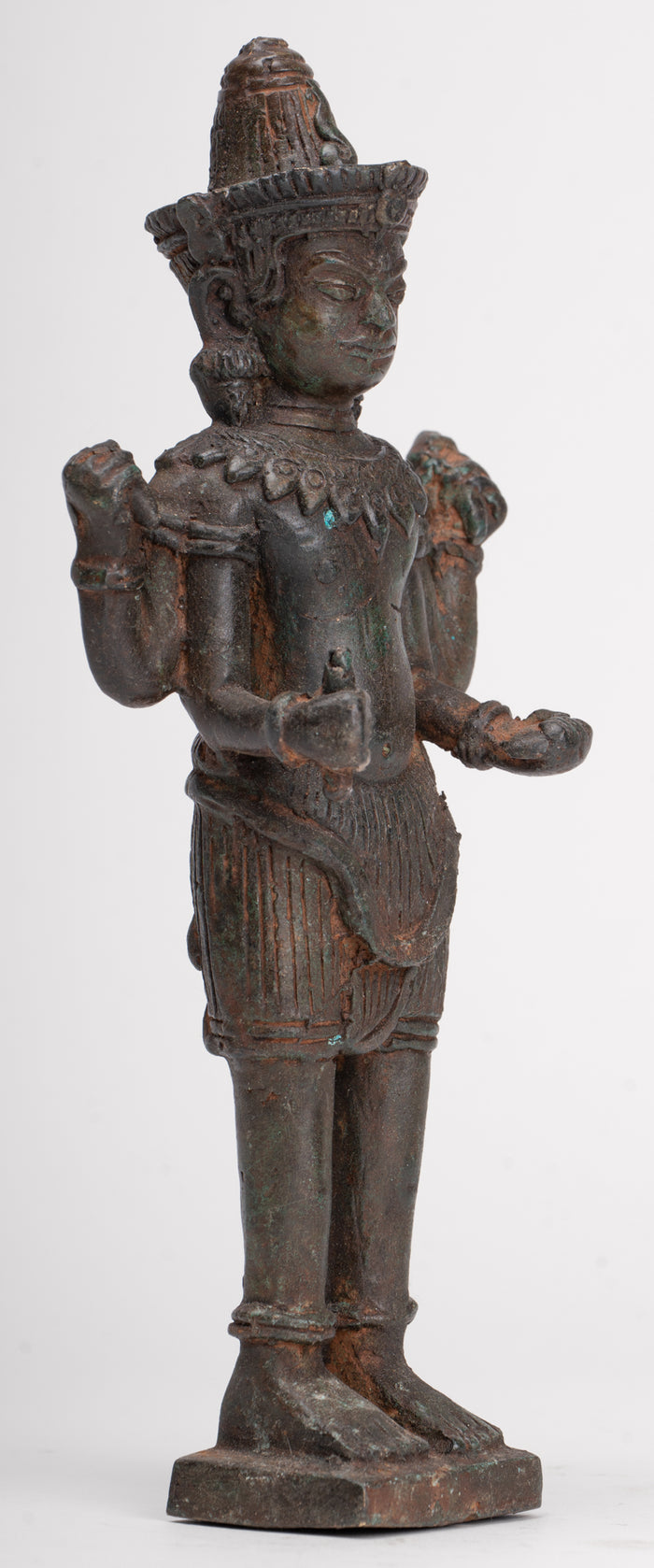 Shiva Statue - Antique Thai Style Bronze Standing Lopburi Shiva Statue - 23cm/9"