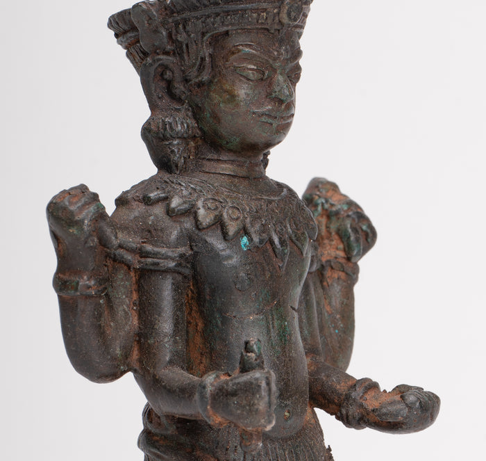Shiva Statue - Antique Thai Style Bronze Standing Lopburi Shiva Statue - 23cm/9"