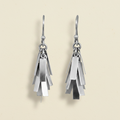 Silver-tone rectangle cluster drop earrings with multiple stacked fringe pieces