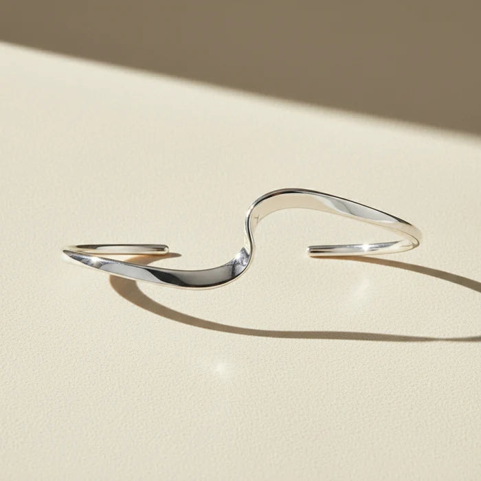 Silver bracelet on a white background