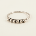 Six-ball granulated ring with six silver spherical beads on a slim band
