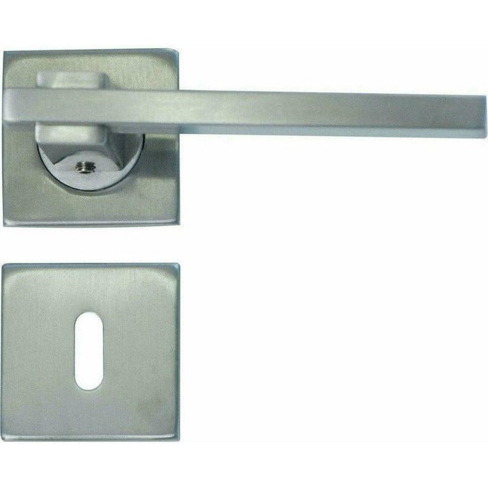 Slim square stainless steel lever handle on rose