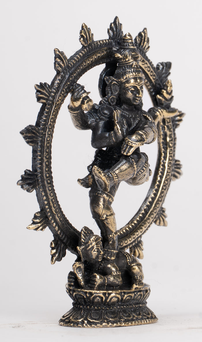 Small Minature Shiva Statue - Thailand Brass Dancing Shiva statue as Lord Nataraja - 7.5cm(3") Tall