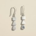 Silver-tone dangle earrings with square, stacked teardrop drops on lever hooks