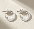 Small post hoop earrings, silver-tone metal hoops with post backs