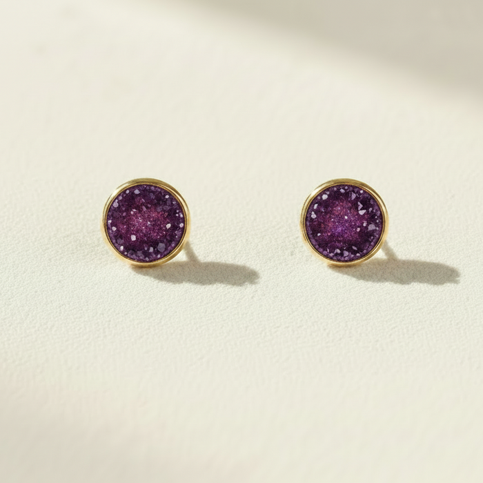 Gold vermeil / Purple druzy