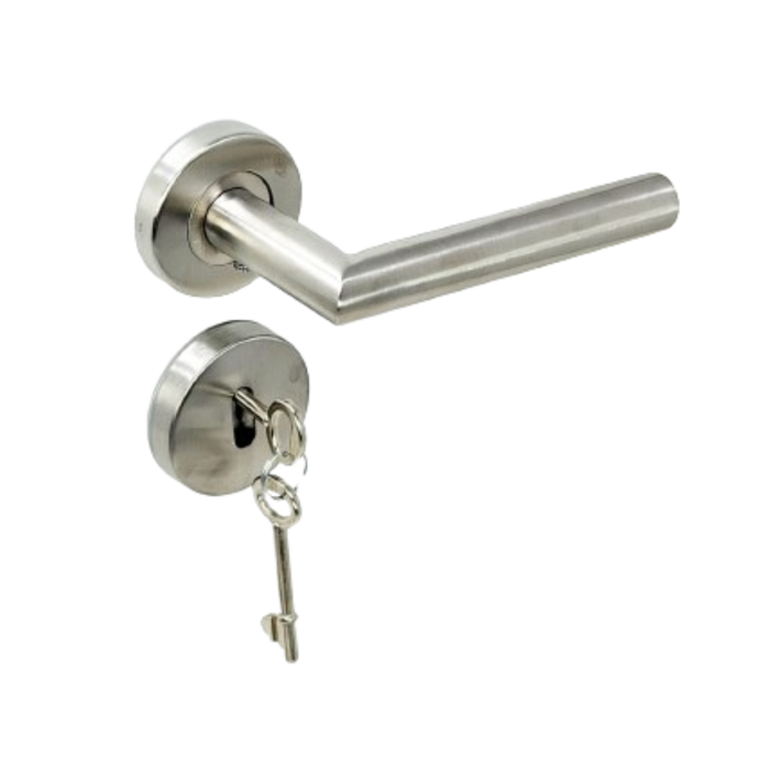 Stainless Steel Tubular Door Handle on Rose with SABS approved Two Lever Lock