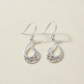 Silver teardrop filigree dangle earrings with looped hooks and small bead