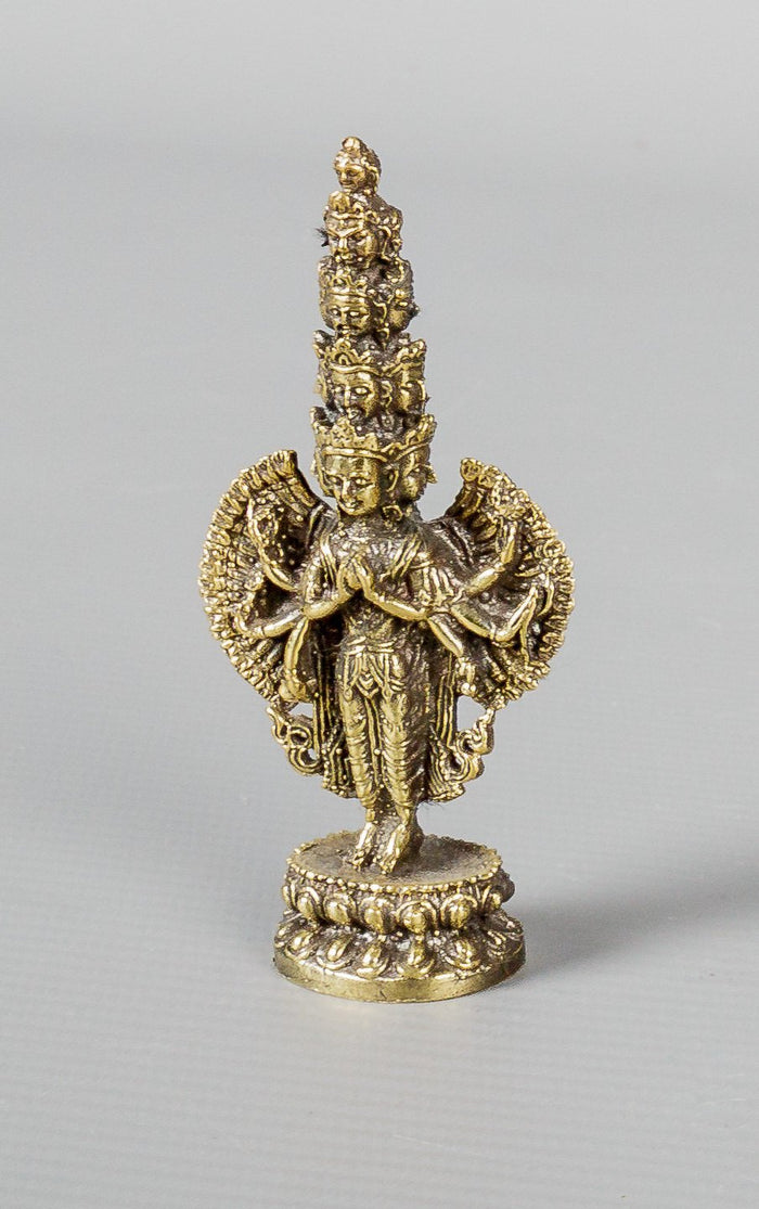 Thailand Brass Sahasrabhuja Avalokitesvara Statue - 8.5cm (3") Tall