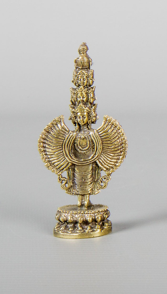 Thailand Brass Sahasrabhuja Avalokitesvara Statue - 8.5cm (3") Tall