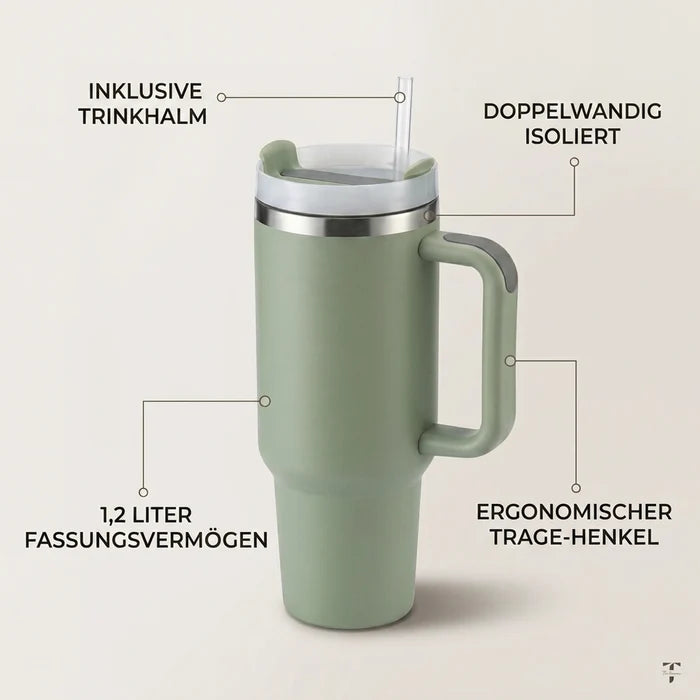Thermobecher mit Trinkhalm · 1,2 Liter