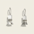 Silver tone square drop earrings with triangular dangle charms