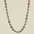 Multicolor chicklet-style necklace with faceted square beads