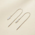 Sterling silver threader earrings with triple hearts and star charm drops