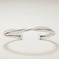 Silver twisted tube hammered cuff bracelet with open ends