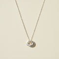 Two-circle pendant necklace with silver-tone linked rings