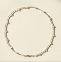 Two-tone crystal choker, round loop of clear and dark faceted beads on chain
