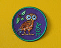 Unique Embroidered Owl Iron - on Patch Inspired by Ancient Greece - Diavazo Greek Books